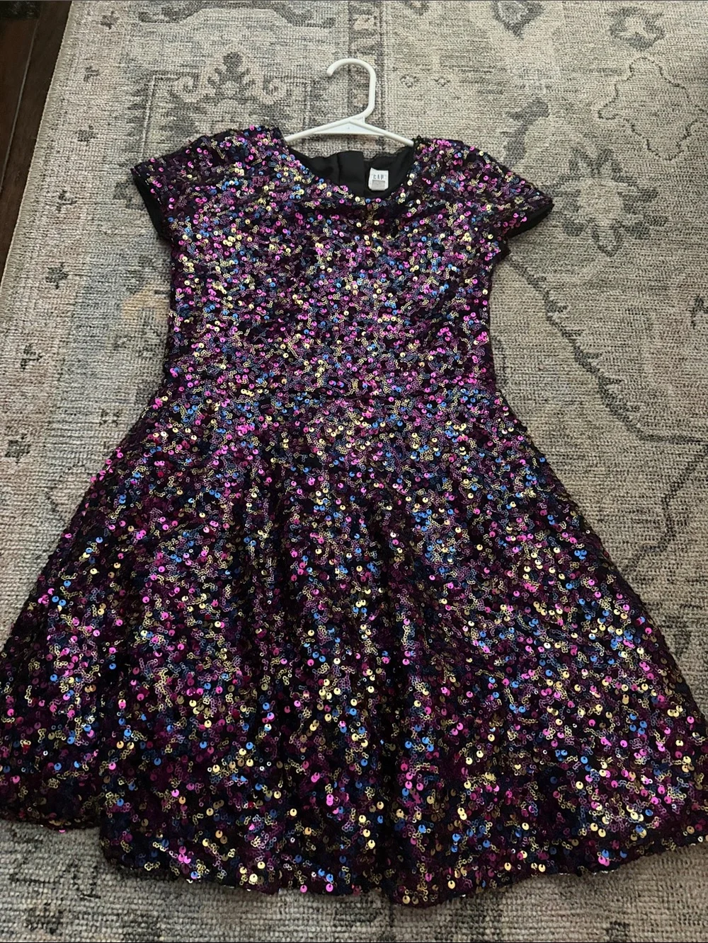 GAP Black Sequin Party Dress with Multicolor Sparkle